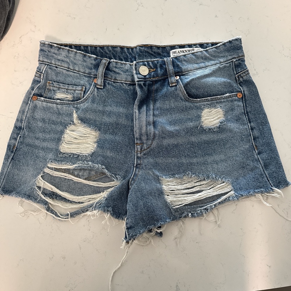 Blank NYC Light Blue Distressed Denim Cutoff Shorts